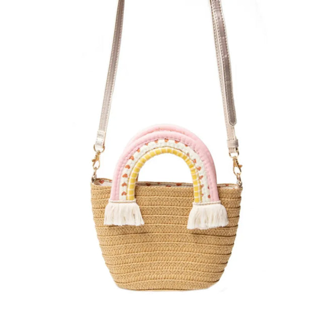 Rainbow Handle Basket Bag
