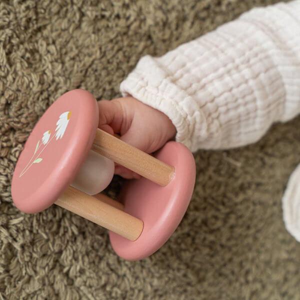 Pink Flower Roller Rattle