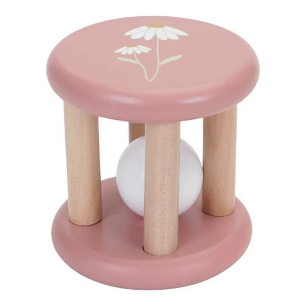 Pink Flower Roller Rattle