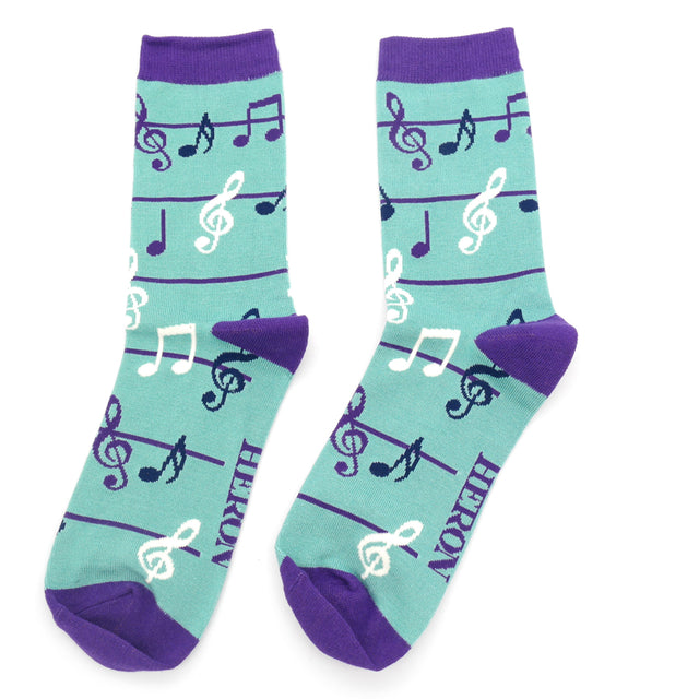 Green Music Notes Socks