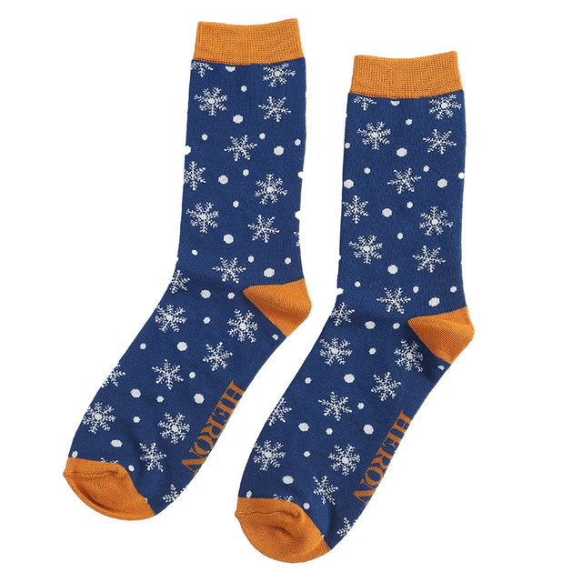 Snowflakes Navy Men's Socks
