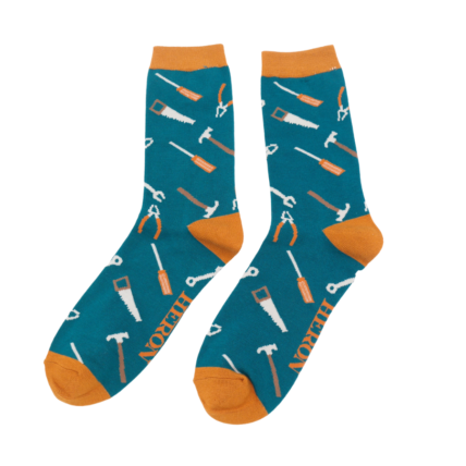 Men's Tools Teal Bamboo Socks