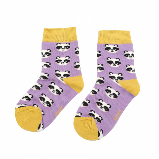 Pandas Lilac Bamboo Socks - Age 7-9 Years