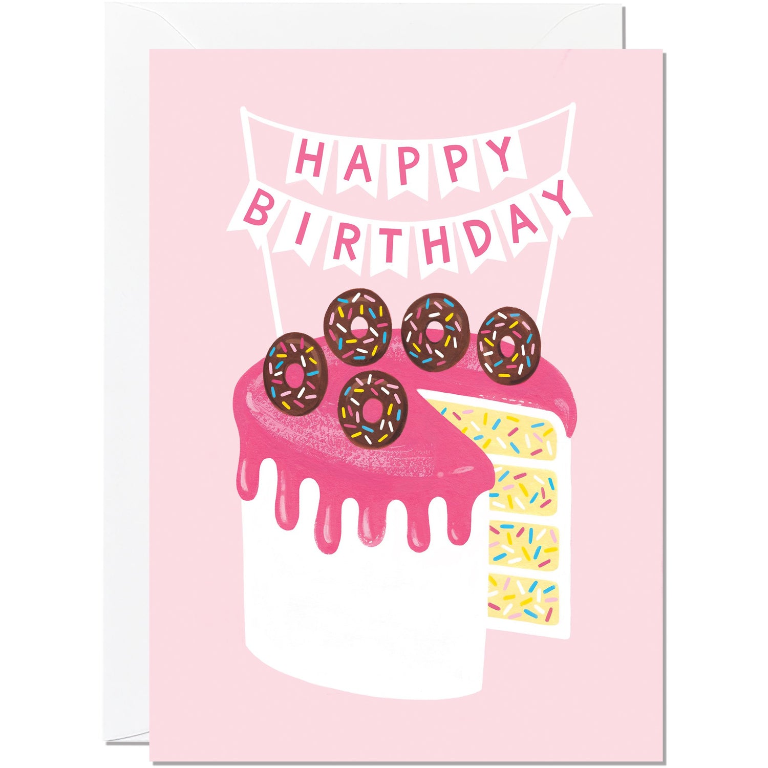 Happy Birthday Cake And Doughnut Card