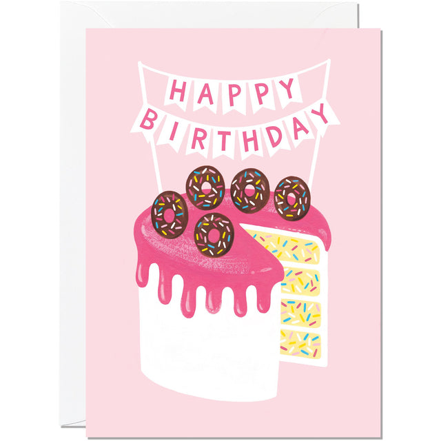 Happy Birthday Cake And Doughnut Card