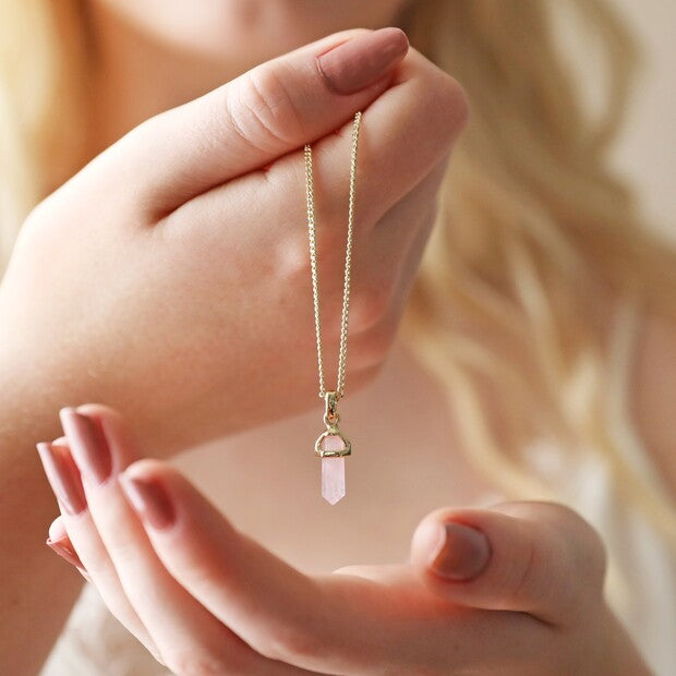 Rose Quartz Crystal Point Necklace