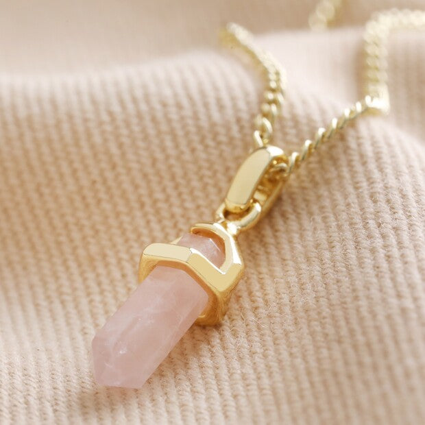 Rose Quartz Crystal Point Necklace
