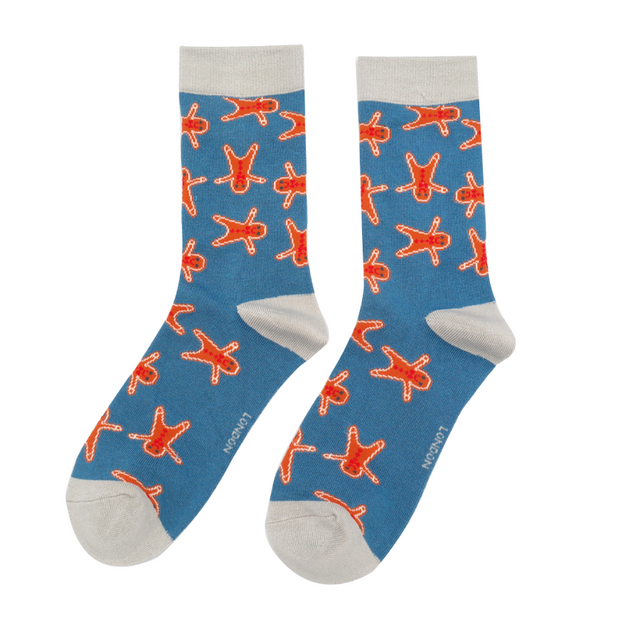 Gingerbread Men Denim Bamboo Socks