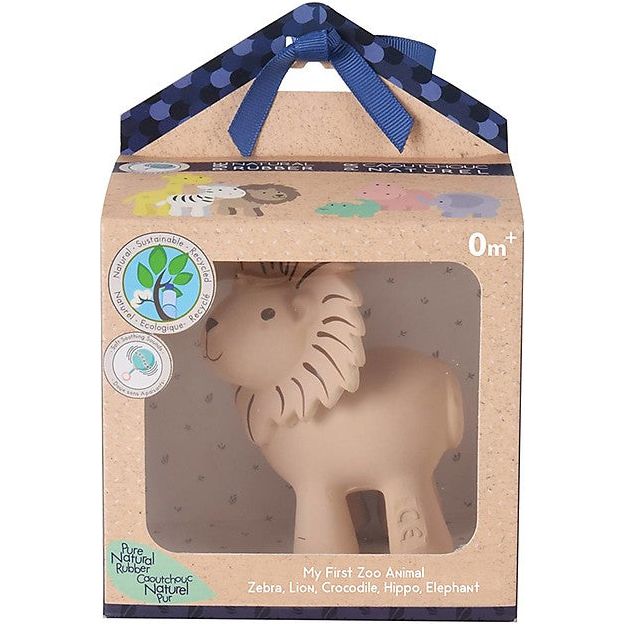 Boxed Lion Natural Rubber Rattle & Bath Toy