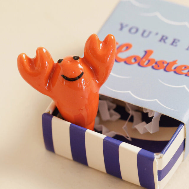 Tiny Matchbox Ceramic Lobster