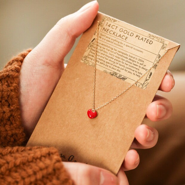 Red Enamel Heart Necklace