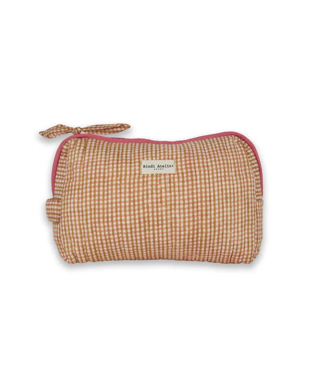 Nino Praline Gingham Toiletry Pouch