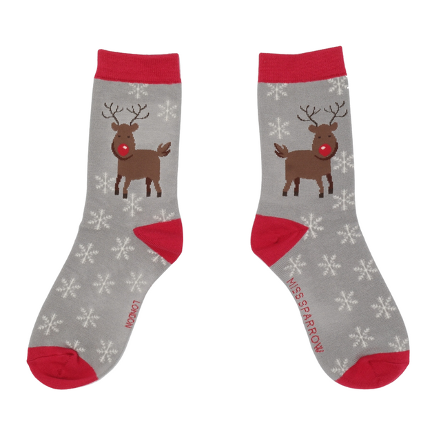 Grey Rudolph Bamboo Socks