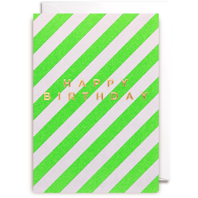 Green Stripe Birthday Card