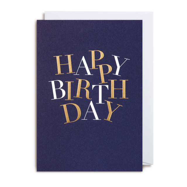 Birthday Gold & Navy Card