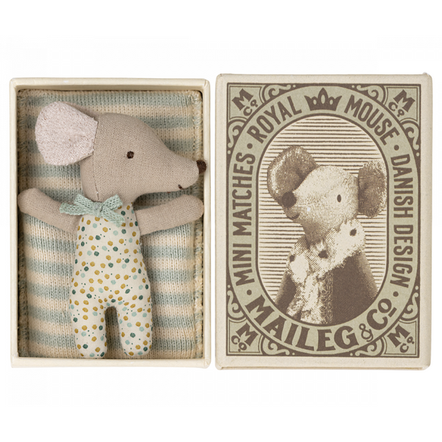 Blue Royal Sleepy Wakey Baby Mouse In Matchbox