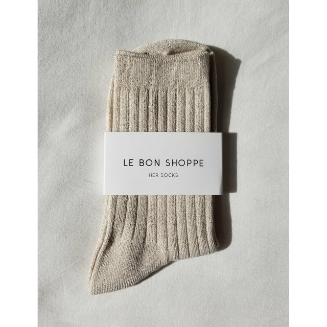 Glittery Ribbed Socks - Ivory Glitter