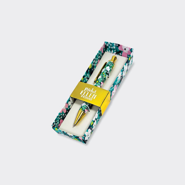 Teal Floral Pen