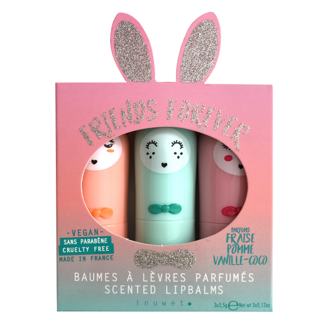 Set of 3 Bunny Lip Balms - Aqua Trio