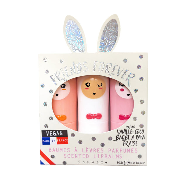 Set of 3 Bunny Lip Balms - White Trio