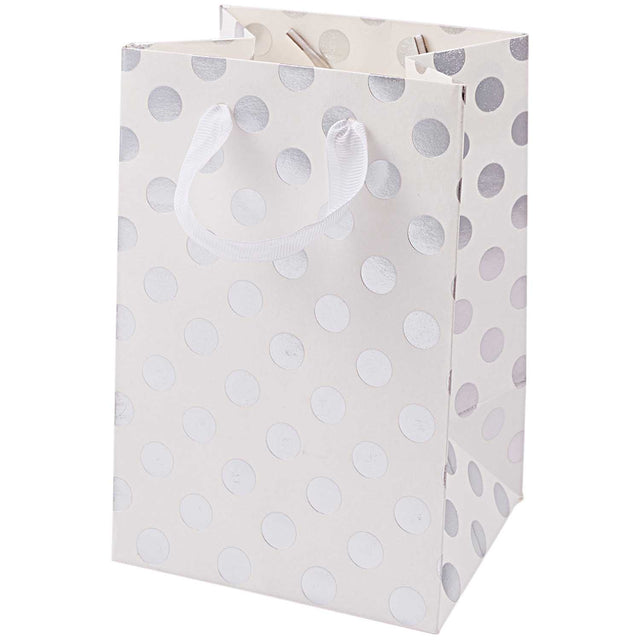 Small White Silver Spot Print Gift Bag