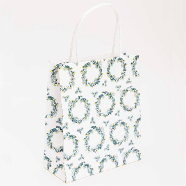 Set Of 3 Green And Pink Festive Gift Bags