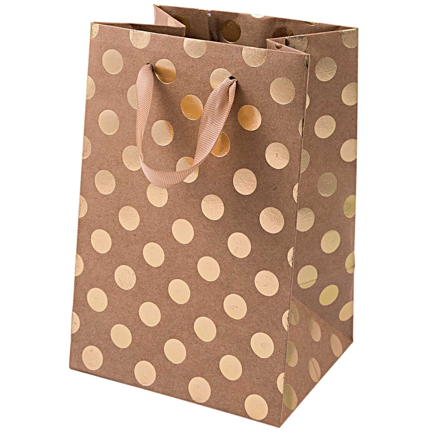 Small Natural Gold Spot Print Gift Bag