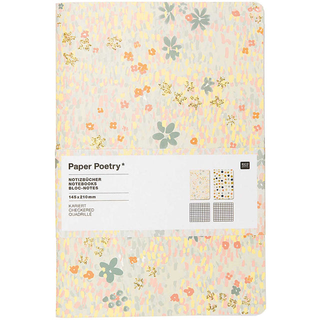 Set of 2 A5 Floral Mix And Polka Dot Notebooks