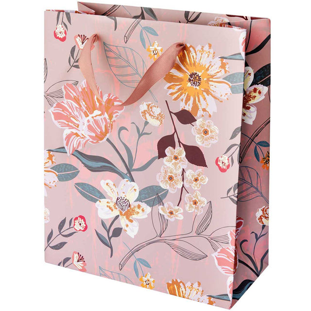 Large Mauve Flowers Gift Bag