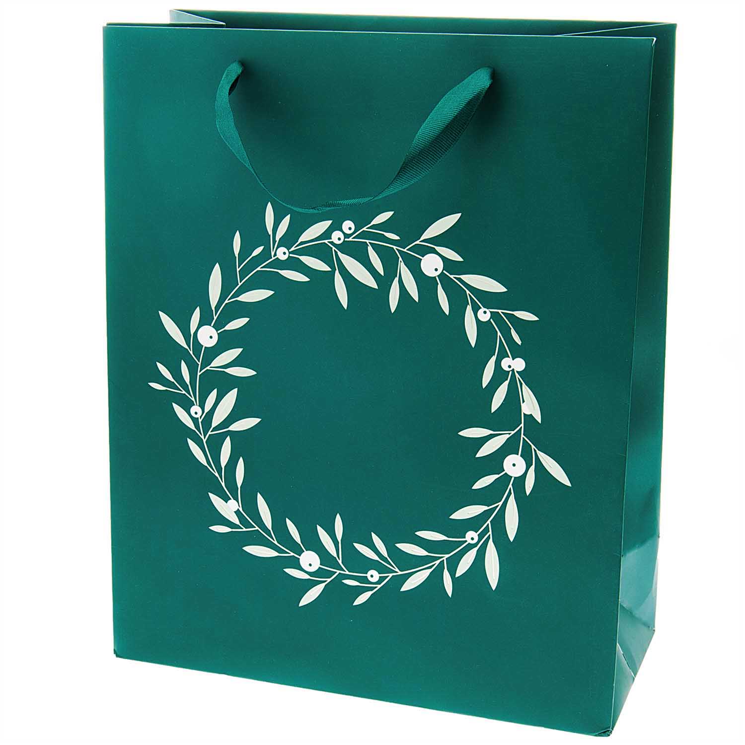 Large Green Wreath Gift Bag