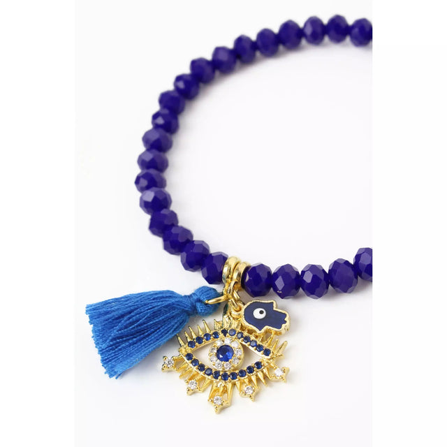 Navy Tassel Charm Bracelet