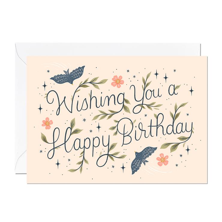 Wishing You A Happy Birthday Blue Birds Card