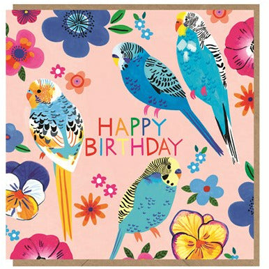 Happy Birthday Parrot Floral Card