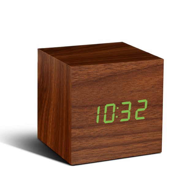 Walnut Cube Click Clock