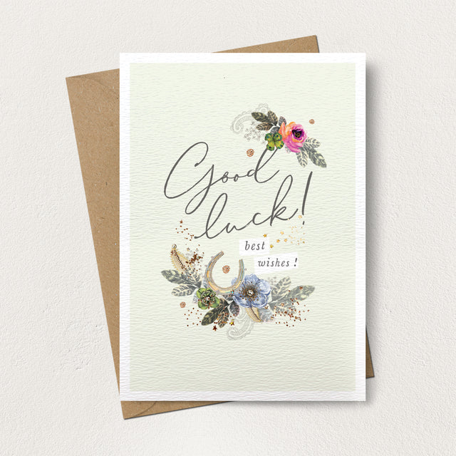 Good Luck Floral Leaves Card
