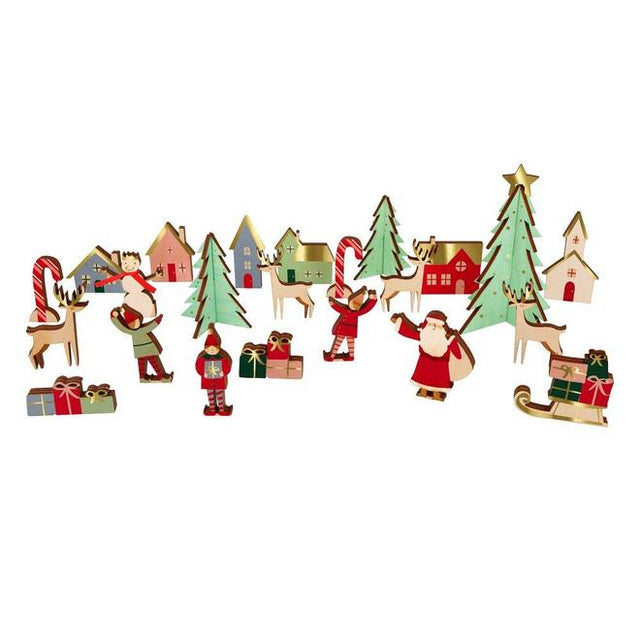 Festive Village Wooden Advent Calendar Suitcase
