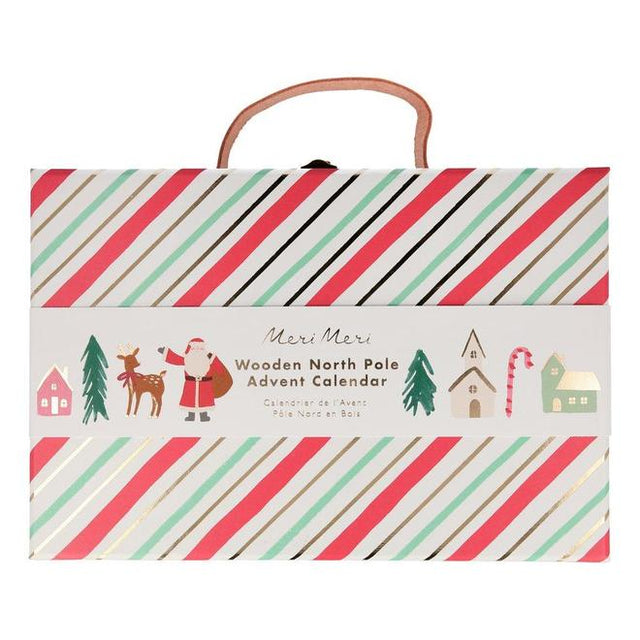 Festive Village Wooden Advent Calendar Suitcase