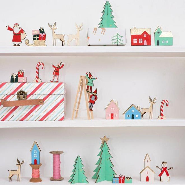 Festive Village Wooden Advent Calendar Suitcase