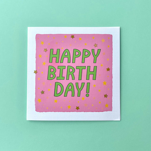 Starry Pink Birthday Card
