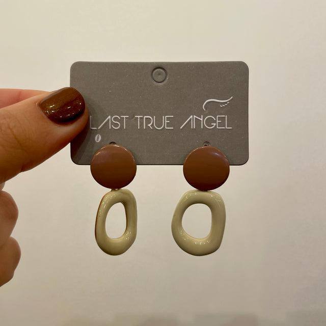 Enamel Disc Hoop Drop Earrings