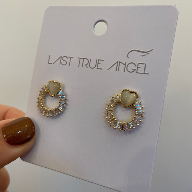 Circle Heart Gold Earrings