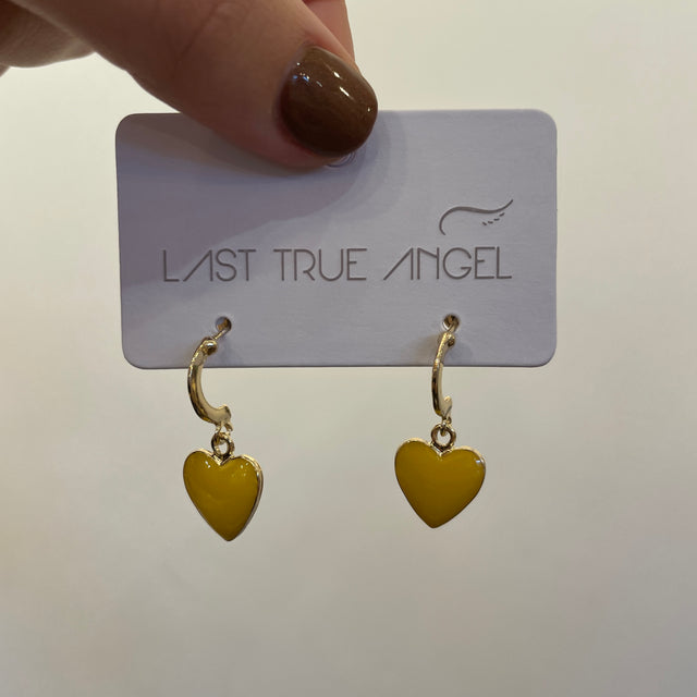 Gold Hoop With Enamel Mustard Heart