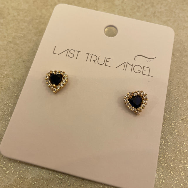 Navy Heart Stud With Crystals