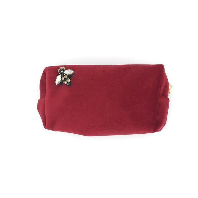 Velvet Make Up Bag - Small Berry