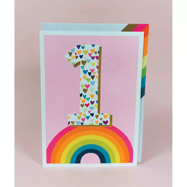 Age 1 Neon Rainbow Card