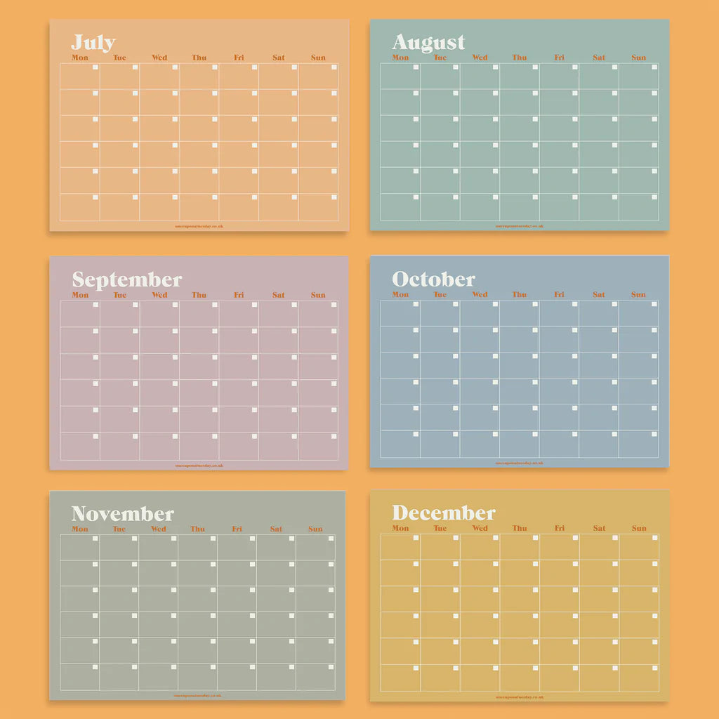 Undated Pastel Rainbow Wall Calendar