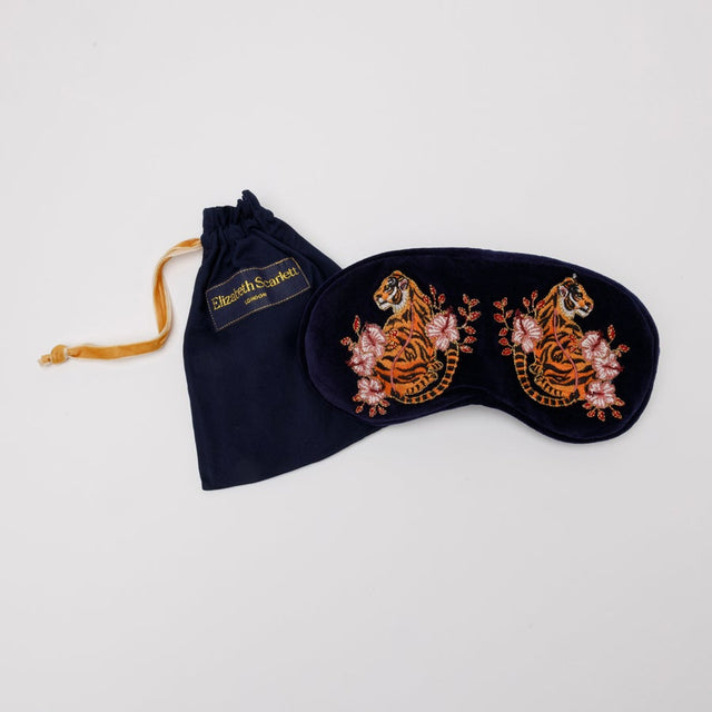 Navy Tiger Velvet Eye Mask