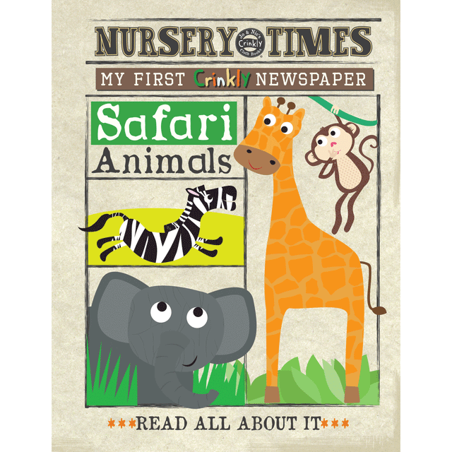 Nursery Times Crinkly Newspaper - Safari Animals
