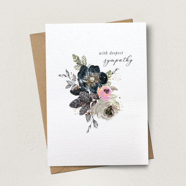 With Deepest Sympathy Floral Motif Card