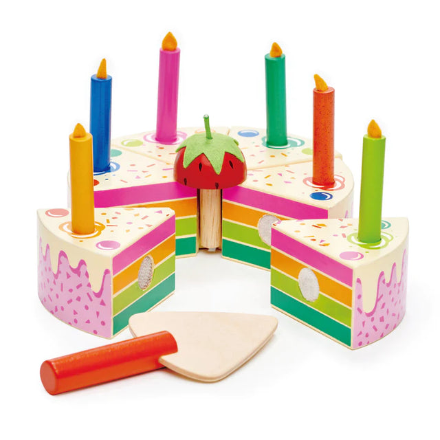 Wooden Rainbow Birthday Cake